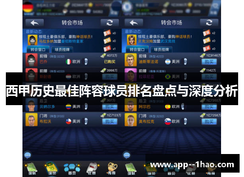 西甲历史最佳阵容球员排名盘点与深度分析