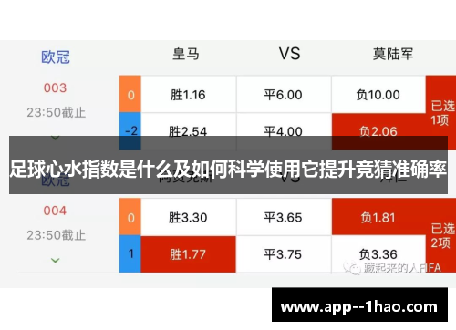 足球心水指数是什么及如何科学使用它提升竞猜准确率
