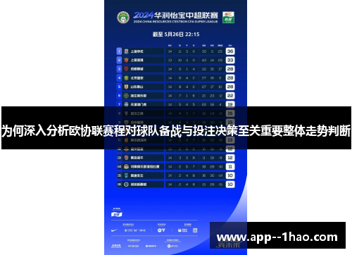 为何深入分析欧协联赛程对球队备战与投注决策至关重要整体走势判断